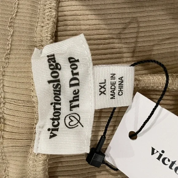NWT Victoriouslogan The Drop XXL Beige Knit Lounge Pants Drawstring Pockets - Picture 3 of 5
